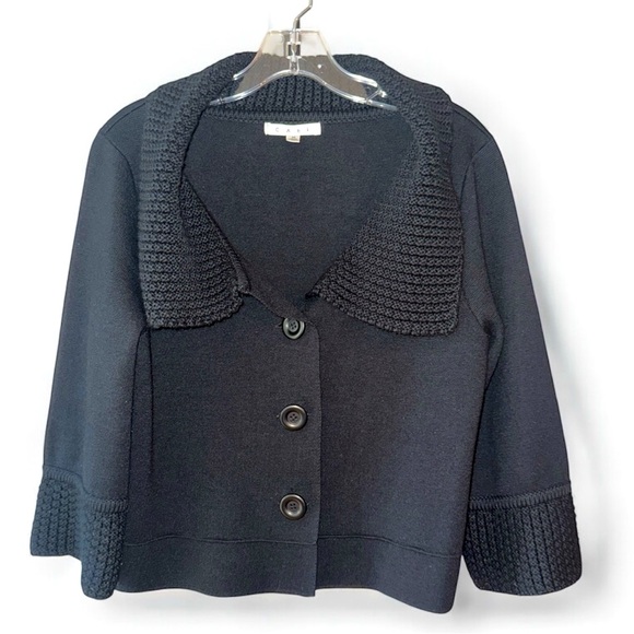 Cabi Cardigan Sweater Womans M
Black Cropped Wool Jackie O 502 Lux
Chic Collared - Picture 1 of 11